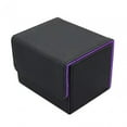 thumbnail image 4 of Caja de Cubierta de Tarjeta Soporte de Caja de Juego de Almacenamiento de Tarjetas de Cuero PU Negro perfke Estuche de baraja de cartas coleccionables, 4 of 9