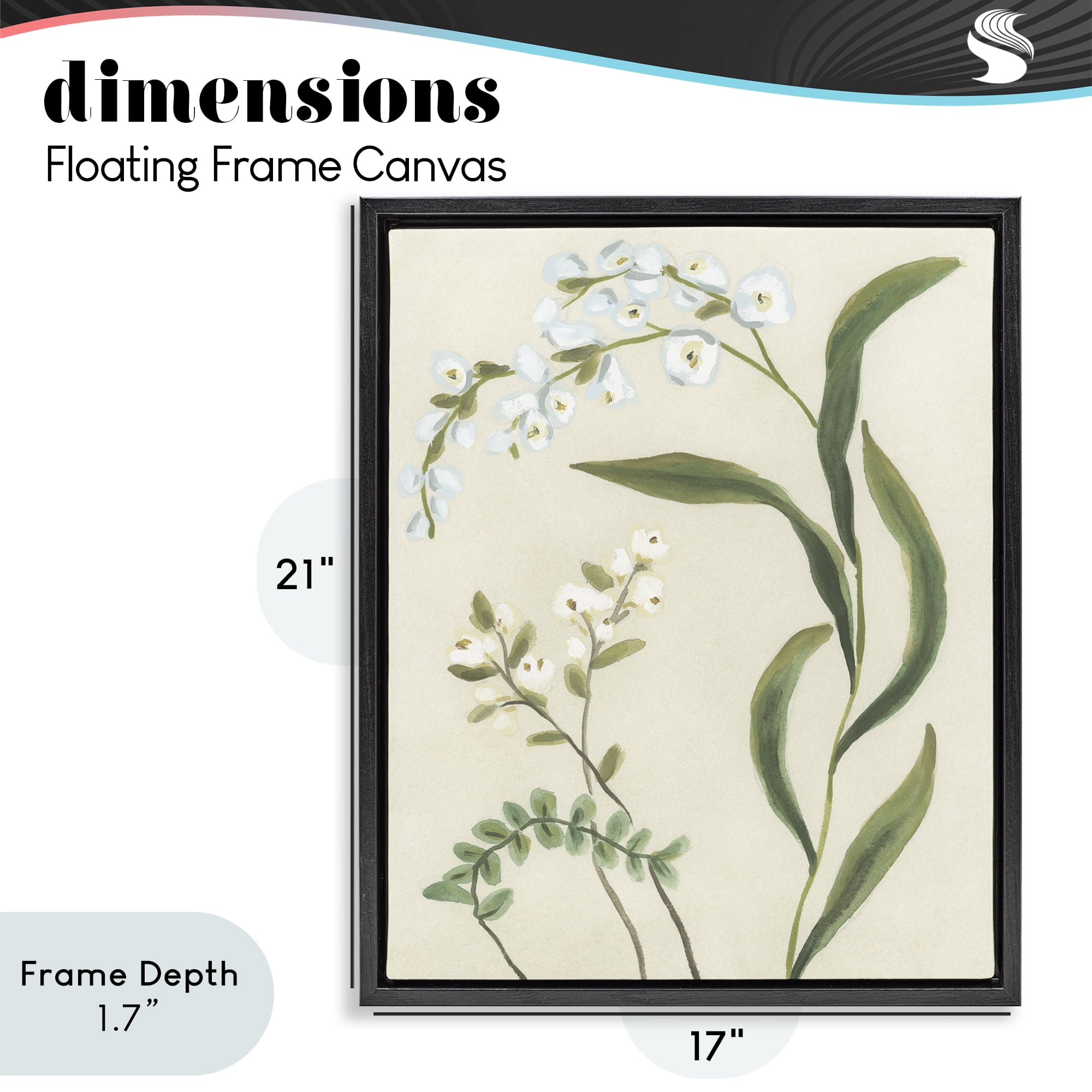 Stupell Industries Neutral Snowdrop Stems Black Framed Floater Canvas Wall Art, design by June Erica Vess