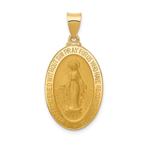 DewberryDiamonds 14K Yellow Gold Miraculous Medal Oval Pendant, (Length  : 31.5 MM, Width :  16 mm, Weight :  1.75 gm)