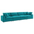 thumbnail image 1 of Modway Commix 4 Piece Down Filled Overstuffed Sectional Sofa Set in Teal, 1 of 5