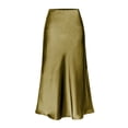 thumbnail image 2 of Womens Satin Skirt Elastic High Waist Midi Skirt Elegant Dressy Casual Party Wedding Skirts, 2 of 3
