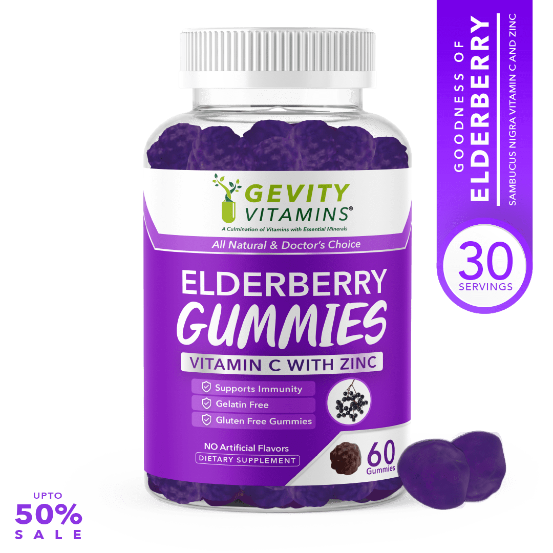 Gevity Vitamins Elderberry Gummies Immune Health Support, 60 Ct - Sambucus Nigra Vitamin C and Zinc