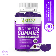 Gevity Vitamins Elderberry Gummies Immune Health Support, 60 Ct - Sambucus Nigra Vitamin C and Zinc