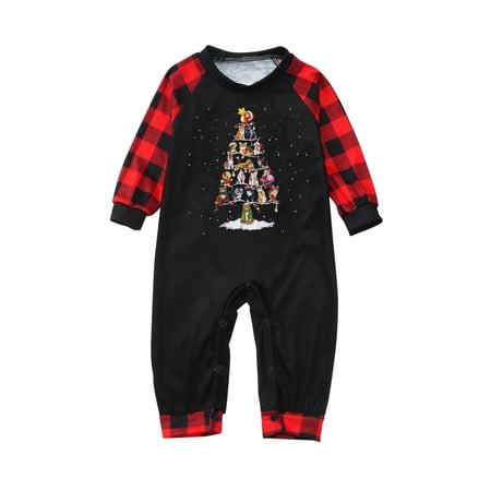 

QILINXUAN Family Matching Pjs Set for Christmas Women Men Kids Baby Christmas Tree Animal Print Nightwear