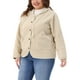 thumbnail image 4 of Chaqueta de forro polar con capucha para mujer GRACE & GRANDEUR, talla grande, de manga larga, con botones, abrigo casual de teddy con bolsillos, 3X beige, 4 of 5