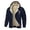 Blue, variant on Men Sherpa Lined Full Zip Hooded Jacket Cross Embroidery Drawstring Hood Dual Side Pocket Warm Outerwear Winter Camping Cold Weather Casual Coat