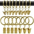 thumbnail image 1 of SURJDE 100 Pack Metal Curtain Rings with Clips, Curtain Hangers Clips, Drapery Clips with Rings, Drapes Rings 1 in Interior Diameter, Fits Diameter 5/8 in Curtain Rod, Yellow Golden Color, 1 of 7