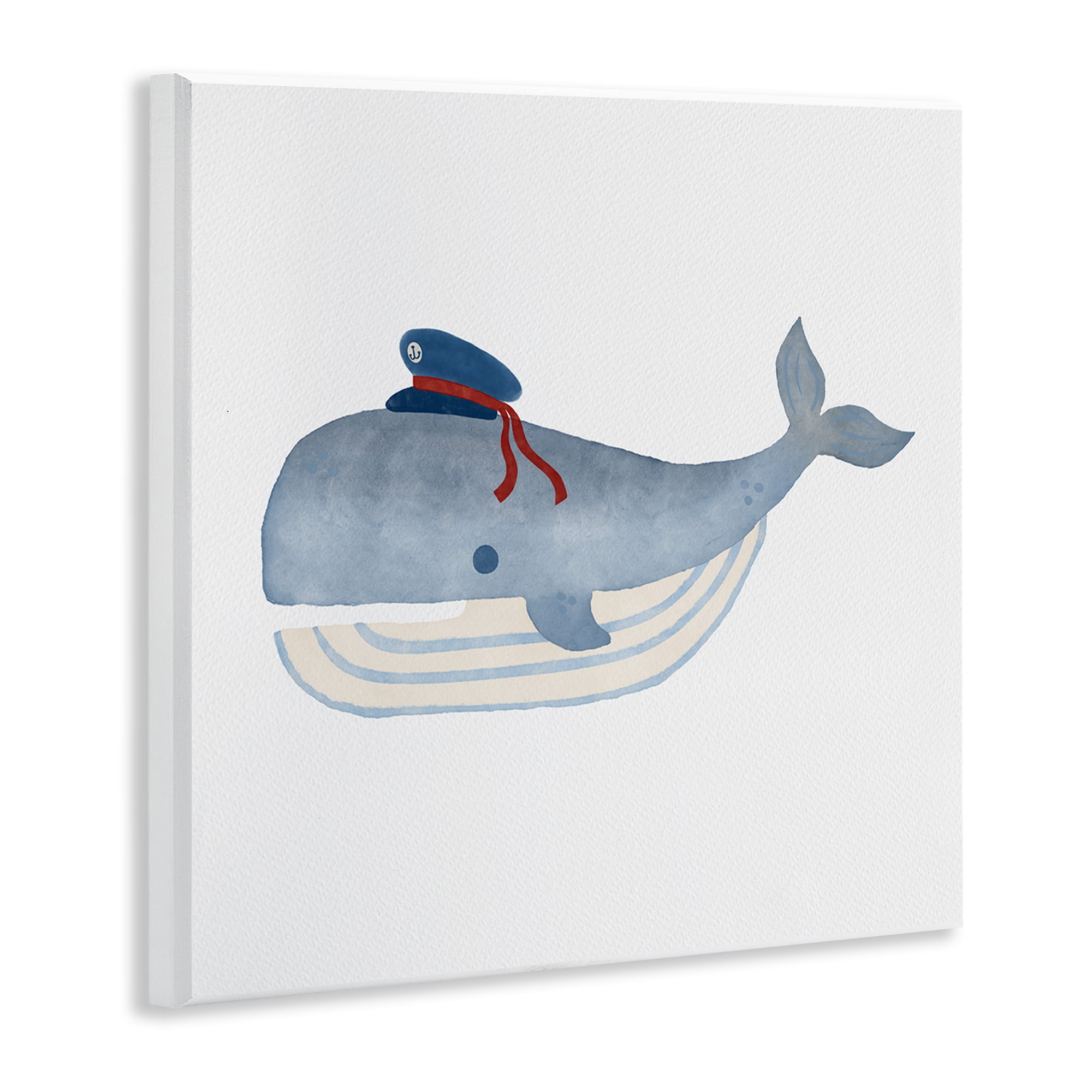 Stupell Industries Captain Whale with Hat Animals Painting Unframed Art Print Wall Art, 12 x 12