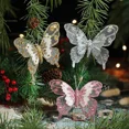 thumbnail image 5 of piezas de adorno navideño de mariposa con purpurina y clip para árbol de Navidad, decoración de corona de bricolaje para regalos de Año Nuevo 2024, Navidad, 5 of 5