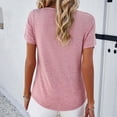 thumbnail image 4 of Sinpiling Womens T Shirts Sexy Hollow Out V-Neck Short Sleeve Lightweight Soft Pullover Going Out Tops Casual Loose Solid Color Basic Blouses Tshirts Christmas Gifts, 4 of 4