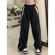 thumbnail image 4 of Pantalones anchos deportivos holgados de cintura alta con cintura elástica para mujer, estilo retro, estilo hip hop, informal y de calle, 4 of 5