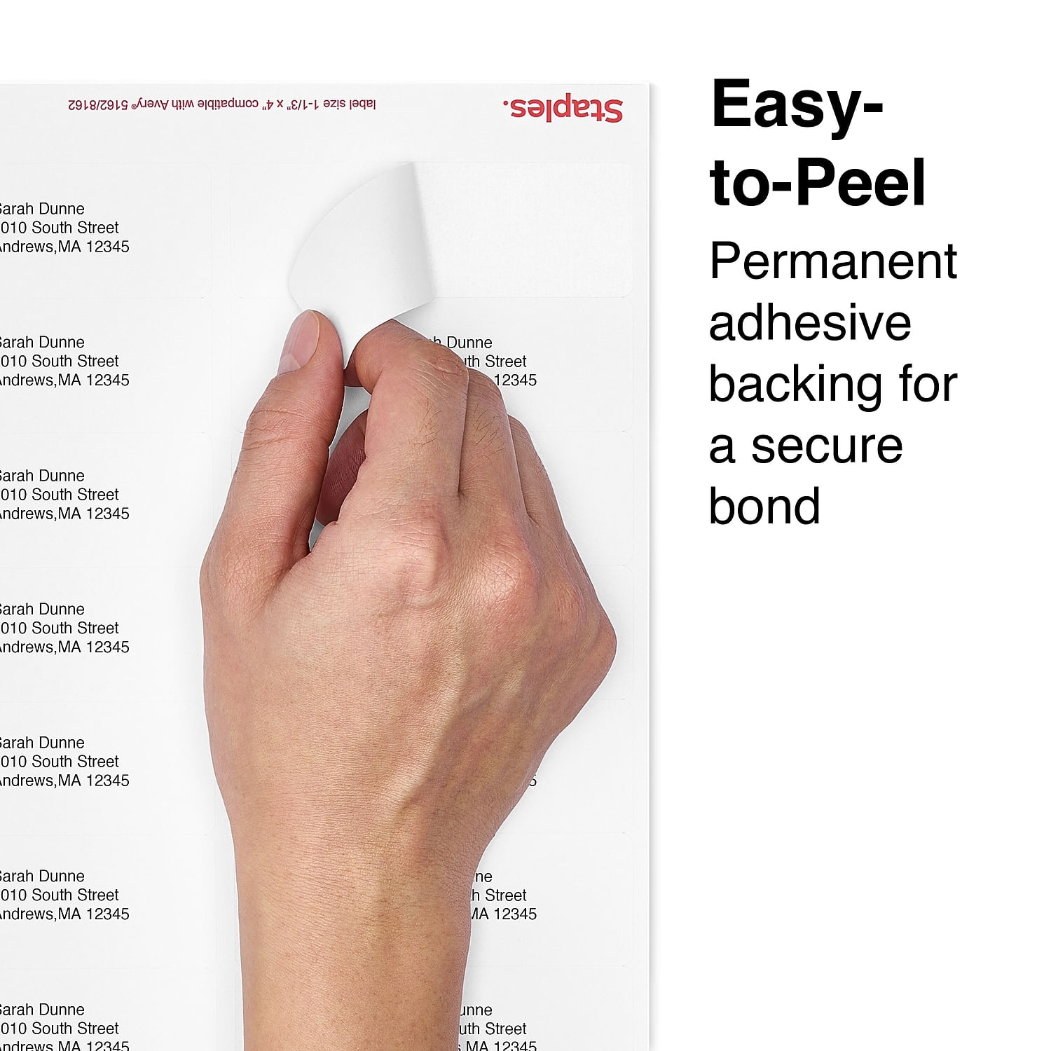 Staples Laser/Inkjet Address Labels 1 1/3" x 4" White 14 Labels/Sheet 2800/Carton ST18059-CCVS