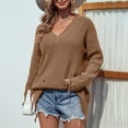 thumbnail image 5 of Qertyioot V Pulls pour les Femmes Automne Mode Solide à Manches Longues Pull Creux Chandails Décontractés, 5 of 5