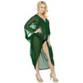 thumbnail image 3 of HAPPY BAY Women's Chiffon Beach Solid Sheer Button Down Kimono Swimwear Cover ups Casual Summer Kimonos for Women Beachwear Duster Cardigan 3X-4X Shamrock Forest, Solid, 3 of 5