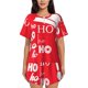 thumbnail image 1 of Fotbe Saying Ho Ho Ho Conjunto de Pijama Estampado para Mujer, 2 Piezas, Ropa de Dormir con Camiseta de Manga Corta y Shorts Suaves-XX-Large, 1 of 6