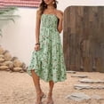 thumbnail image 6 of Summer Dresses for Women 2026 Women's Ditsy Floral Midi Dress Adjustable Spaghetti Strap Smocked Tiered A Line Casual Summer Vacation Dress, 6 of 9