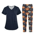 thumbnail image 2 of WTOBBY Women's Nurse Costume Uniform Set with Short Sleeve Print Top and Pants, Halloween Themed Role Play Work Outfit for Women,Blue 3XL, 2 of 6