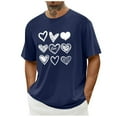 thumbnail image 2 of UVEASISHA Mens Short Sleeve Heart Graphic Tees Summer Casual Regular Fit Beach Shirt Fashion Vacation T-Shirts Valentine's Day Gifts Navy L, 2 of 5
