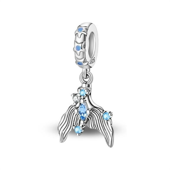 KUNSIR 925 Sterling Silver Charm Mermaid Tail Dangle Charm For Bracelet DIY Gift