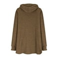 thumbnail image 5 of ClodeEU Womens Knit Hooded Sweaters, V Neck Button Down Shirt With Drawstring ,Henley Pullover Tops Brown,Womens Plus XL, 5 of 6
