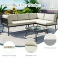 thumbnail image 6 of 3 Pieces Patio Furniture Set, All Weather Wicker Outdoor Patio Conversation Set PE Rattan L-Shaped Sofa Set with Cushions for Backyard, Poolside, Garden, Beige, 6 of 10