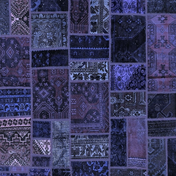 Ahgly Company Indoor Square Oriental Blue Modern Area Rugs, 5' Square