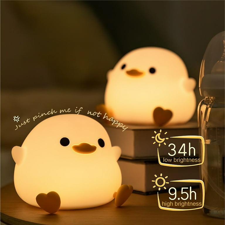 Lovely Bright 2024 Yellow Rubber Ducky with a Hat LED Cute Night Light Room Wall Deco