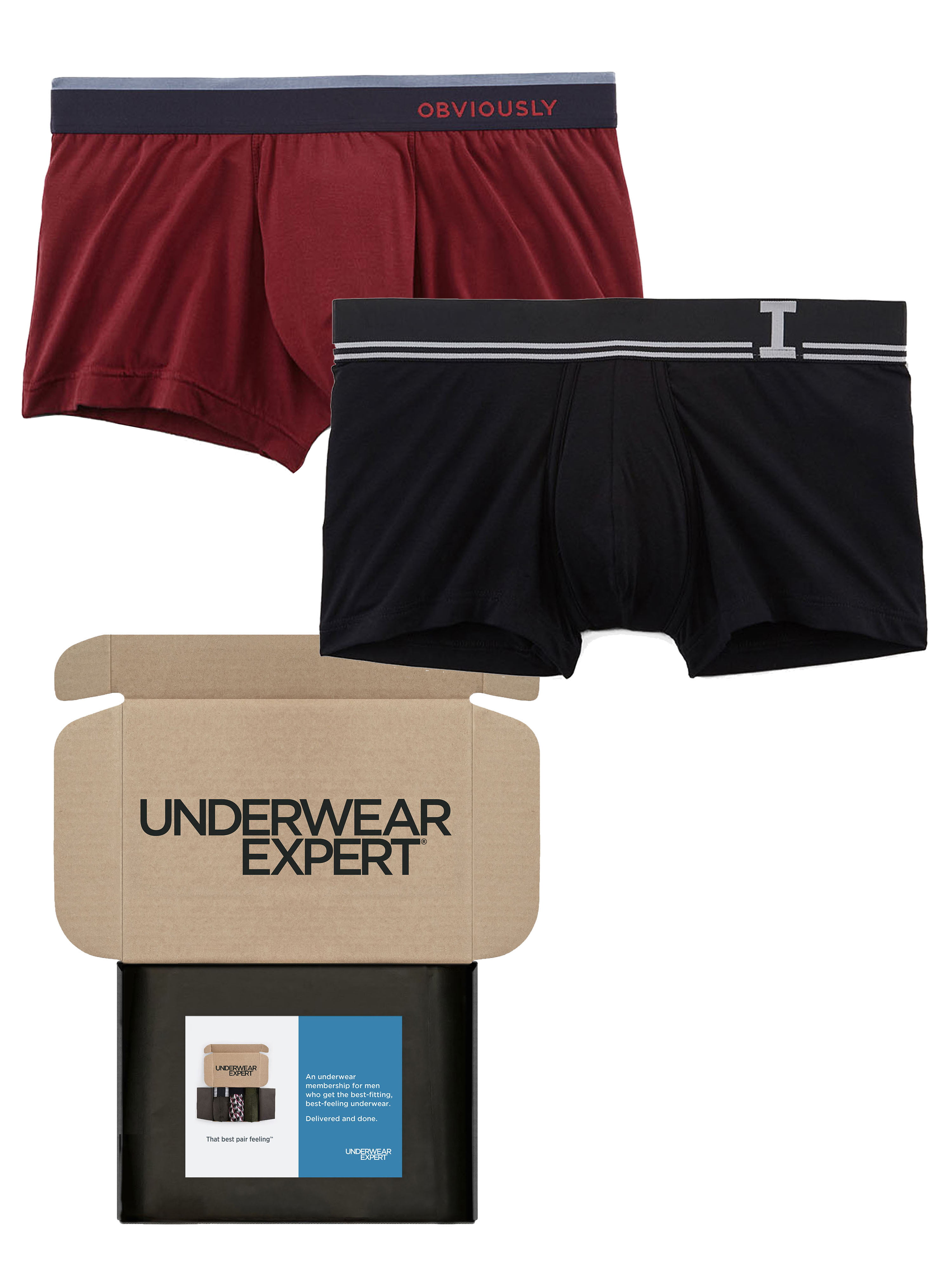 Underwear Expert Men's Trunks Curated Mystery Box, 2 Pairs