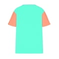 thumbnail image 3 of TKLPEHG Short Sleeve Tunic Tops for Women Short Sleeve T Shirts Lightweight Going Out Tops Color Block Graphic Tee Casual Loose Summer V Neck Button Plus Size Tops Blouses(Green,XXL), 3 of 4