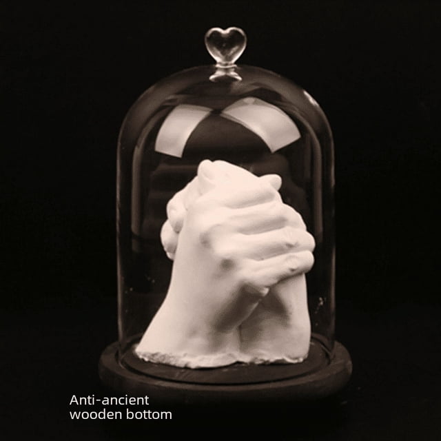 Lámpara de sonido con cubierta de vidrio, molde de mano de pareja tridimensional 3D, clon de yeso, cubierta de polvo, cubierta de modelo de apretón de manos