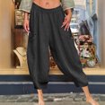 thumbnail image 2 of ABATAB Women Capri Pants Summer Casual Low Waisted Crop Trousers Baggy Beach Vacation Lantern Harem Capris, 2 of 7