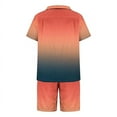 thumbnail image 5 of SDNall Summer Pjs for Stylish Sleep Set - Summer Pajama with Gradient Print and Buttoned Collar for A Touch of Class (Orange,Sizes：S-XXL), 5 of 9