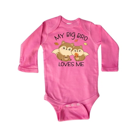 

Inktastic My Big Bro Loves Me with Cute Squirrels in Autumn Gift Baby Boy or Baby Girl Long Sleeve Bodysuit