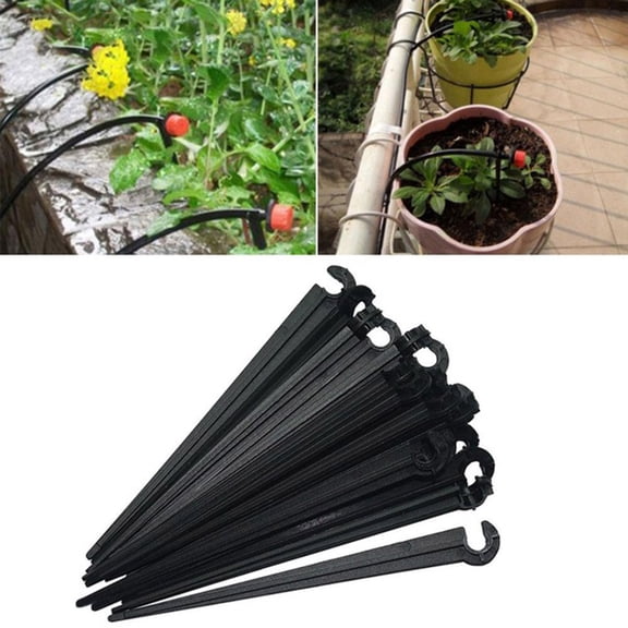 WSTEER 100-Pack Drip Irrigation Support Stakes for Tubing Hose, Perfect for Flower Beds, Vegetable Gardens, and Outdoor Landscaping