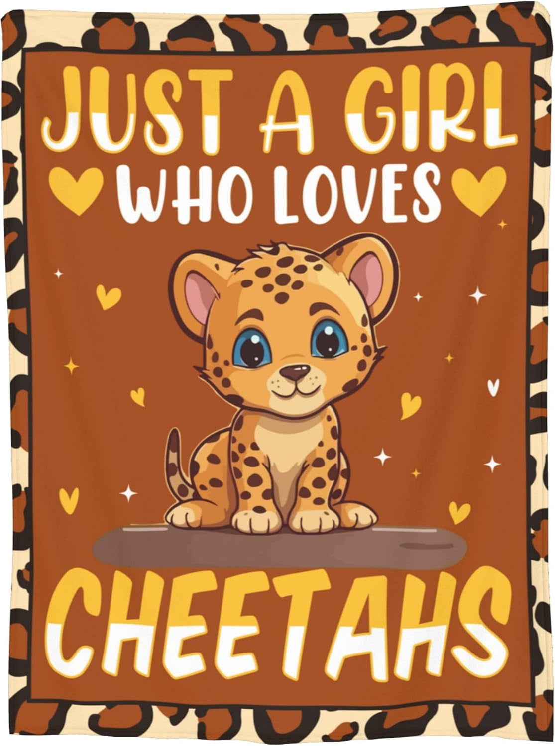 Cheetah Leopard Blanket Gifts for Women Just a Girl Who Loves Cheetahs Throw Blankets Soft Warm Lightweight Cozy Cartoon Animal Throws for Bed Living Room Sofa Couch Birthday Decor 50x60in