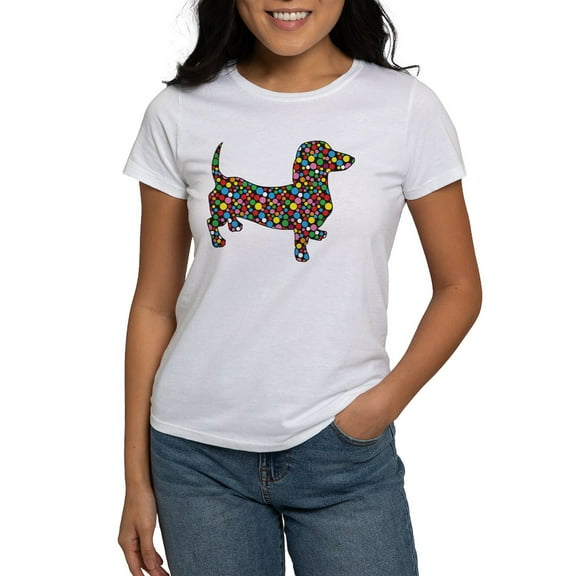 CafePress - Dachshund Polka Dots Women's T Shirt - Women's Classic T-Shirt