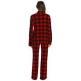 thumbnail image 3 of #FollowMe Womens Button-Down Pajama Pant Set with Notch Collar  Elegant & Comfortable Sleepwear (Red Buffalo Plaid Rayon Spandex, Large), 3 of 4