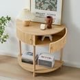 thumbnail image 3 of PHOYAL Fluted Half Moon Console Table with Drawers and Storage, Wooden Semi Circle End table with Shelf for Living Room, Half Round Side Table for Entryway Hallway, Beige, 3 of 8