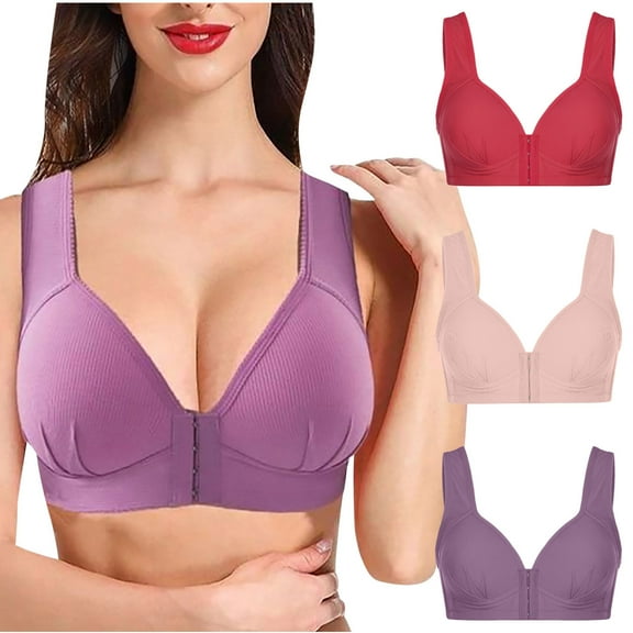 Summer Savings Clearance 2025! TAGOLD Womens Plus Size Bra Clearance,Summer Casual Bras for Womens,Women's Solid Color Bra Underwear 3-piece Bra Daily Underwear