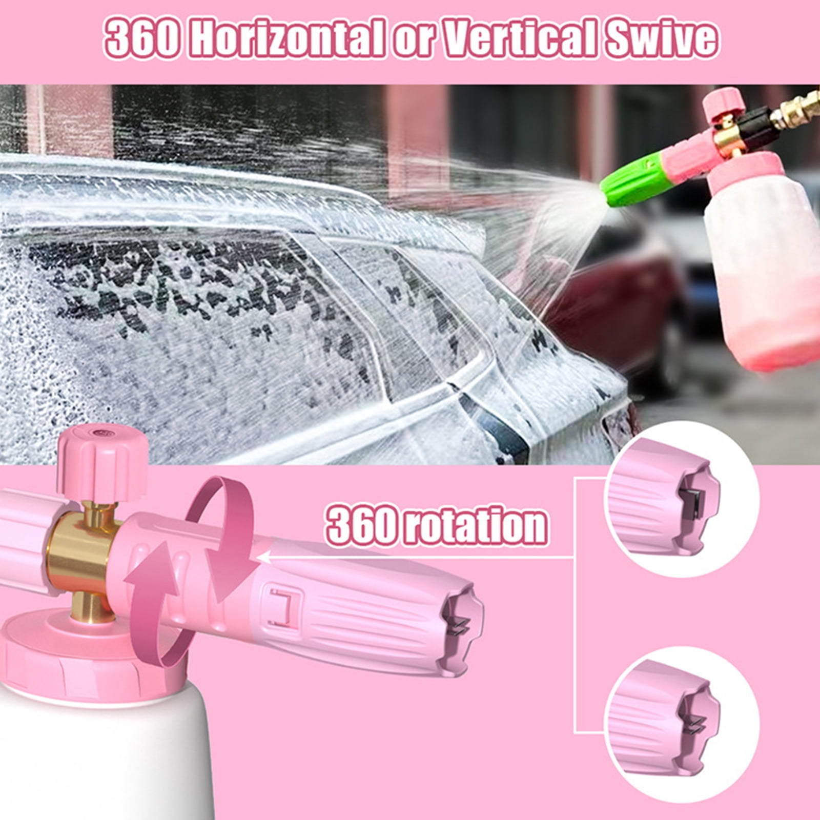 Adjustable Soap Cannons 1/4Inch Quick Connector 1.1mm Orifice Nozzler 1L Soap Dispenser Foam Cannons Snow Foam Lances