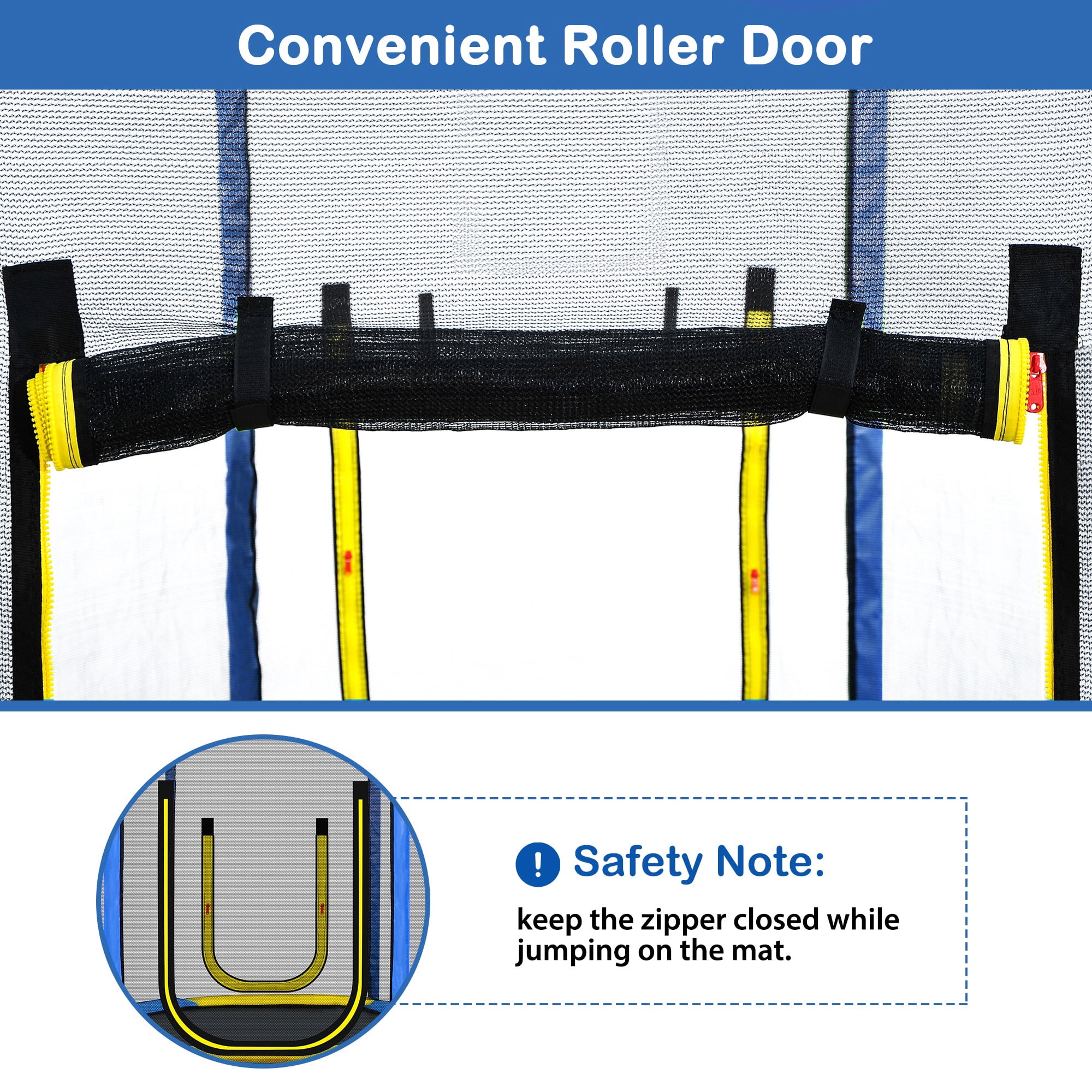7ft Trampoline for Kids, Trampoline with Safety Enclosure Net, Outdoor Trampoline with Slide & Ladder and Soft Pad, 220lbs Capacity, Easy Assembly, Indoor Use, Blue