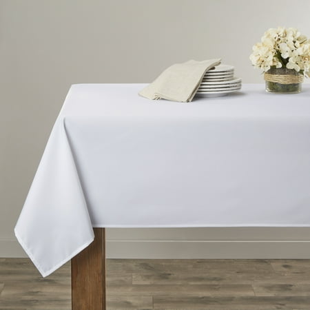 

Violet Linen Luxury Hotel Solid Pattern Heavy Duty Washable Polyester White 60 Inch by 100 Inch Seats 8 to 10 people Rectangular Tablecloths