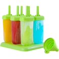 thumbnail image 1 of 6 Pcs Moules à Glace en Plastique Réutilisables Ensemble de Moules à Popsicle pour Enfants avec Entonnoir (Vert), 1 of 5