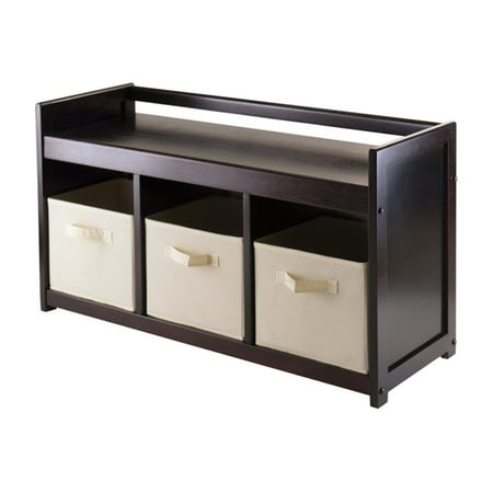 Addison Entryway Storage Bench with 3 Baskets, Espresso