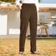 thumbnail image 4 of Pantalones de pana Prolriy para mujer, moda, temperamento, personalidad, color sólido, cintura elástica, rayas, pierna recta, pantalones casuales, pantalones de pana para mujer, pantalones marrón XL, 4 of 4