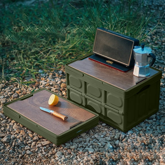 Hovmgk Outdoor Portable Foldable Storage Box, Multifunctional Plastic Storage Container with Removable Tarpaulin, 30L Camping, Picnic, Car and Home Organizer, Table and Cutting Board Usage