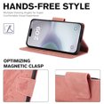 thumbnail image 3 of Designed for iPhone 16 Case Wallet, Elegant Women Flip Folio Cover with Flower Embossed PU Leather Stand Credit Card Holders Slots Wrist Strap Phone Case for iPhone 16, Pink, 3 of 7