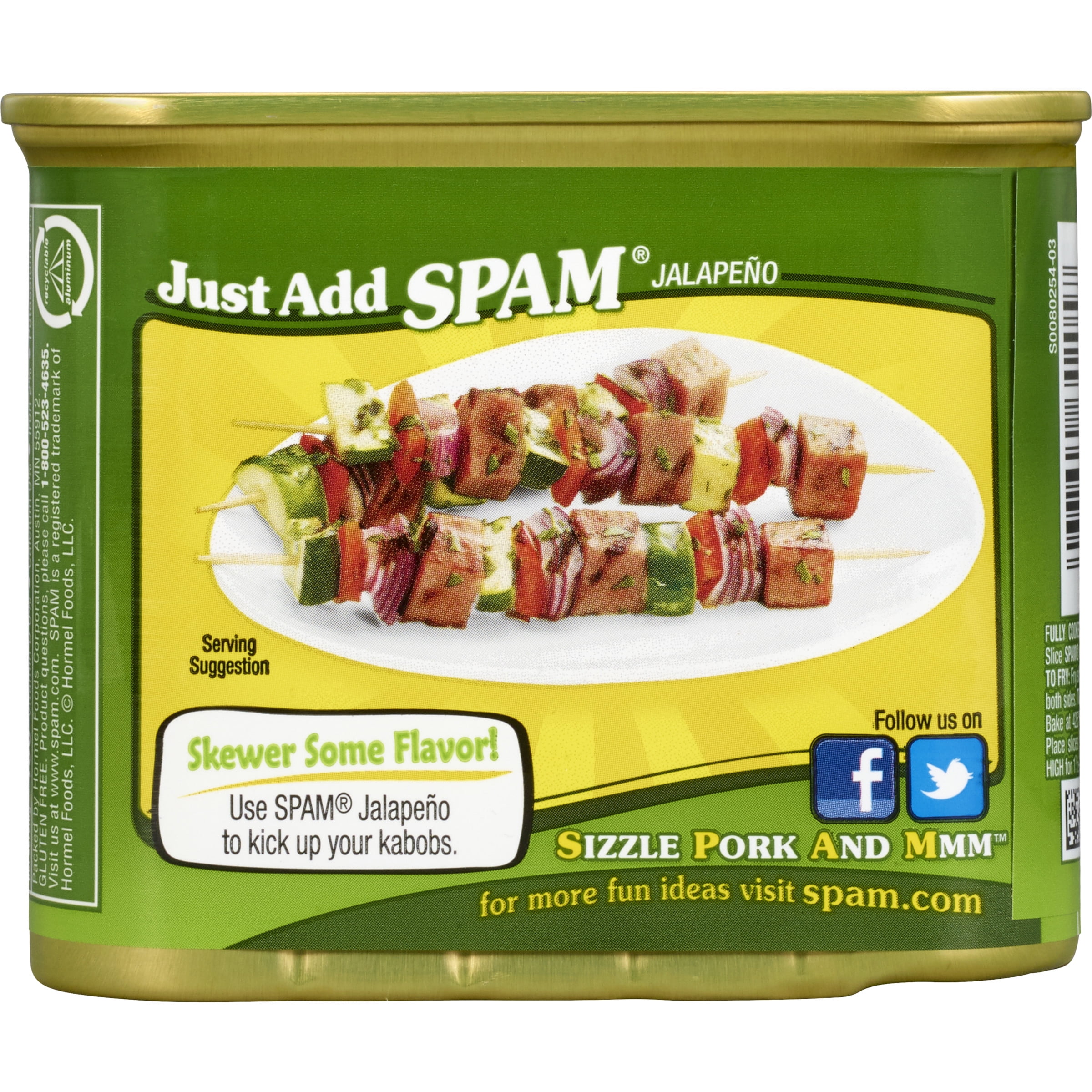 (12 pack) SPAM Jalapeno, Shelf-Stable Meat, 12 oz Aluminum Can