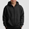 thumbnail image 2 of DJDLJWCJ Boys Waffle Knit Zip Up Hoodie Boys Solid Color Long Sleeve Full Zip Jacket with pocket Soft Cozy Fall Winter Casual Tops Black Size 5T, 2 of 8