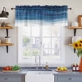 thumbnail image 4 of 2 Panels Navy Blue Ombre Valance for Windows, Abstract Modern Stripe Waves Moires Light Filtering Kitchen Curtains, Rod Pocket Window Treatment Curtain Valances for Living Room Bedroom, 42"x12", 4 of 9